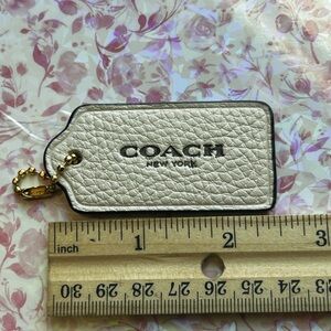 Coach Cream Leather Luggage Tag with Gold Chain